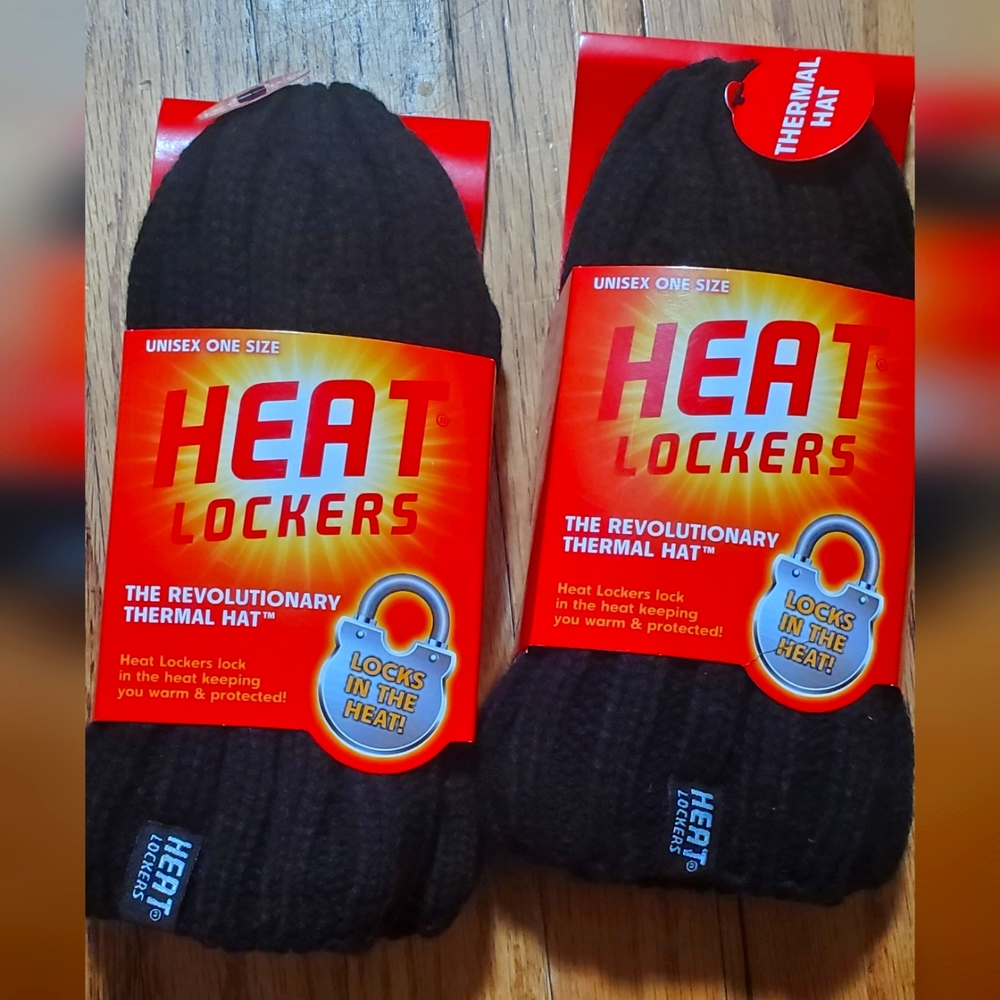 2 Heat Lockers Black Thermal hats NEW, Women or Men Unisex